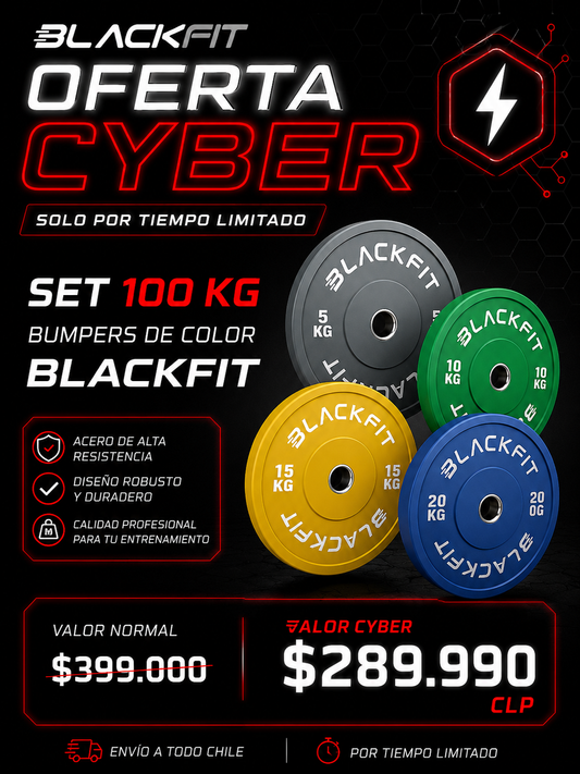 CYBER / Set discos olímpicos Bumpers de colores Blackfit
