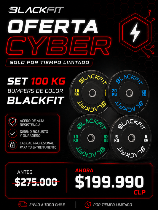 CYBER / Pack de 100 kilos de Bumpers con letras de colores Blackfit.
